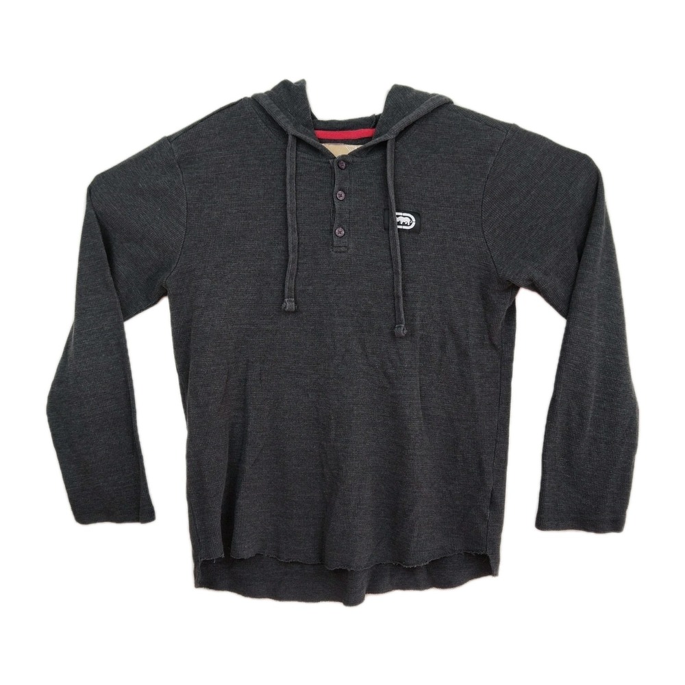 🔥Ecko Unltd. pullover hoodie sweatshirt, Men's M, gray, raw hem, long sleeves